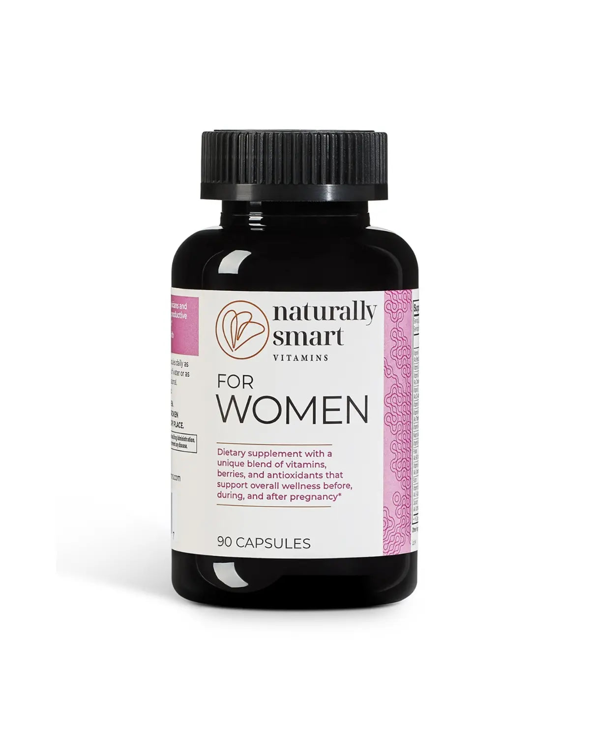 Naturally smart for women view of the front side of the bottle.