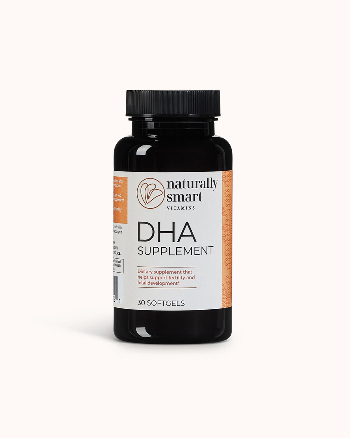 Naturally smart DHA view of the front side of the bottle.