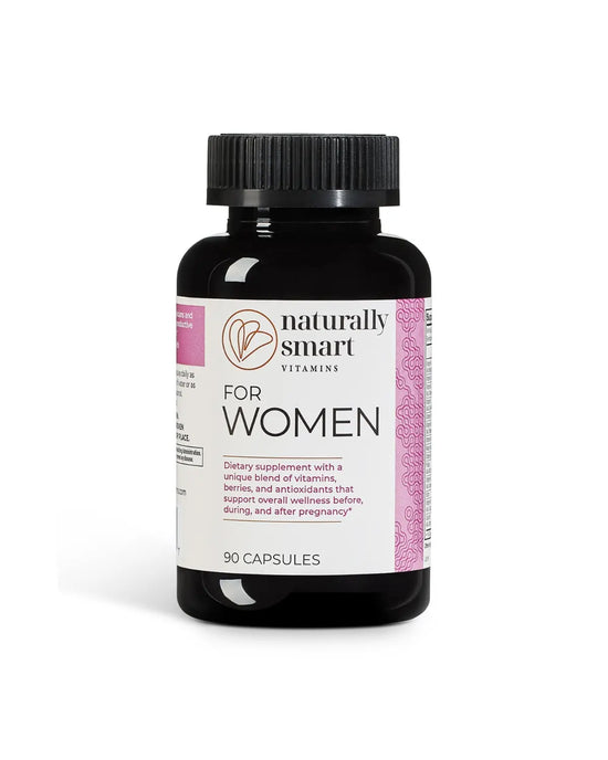 Naturally smart for women view of the front side of the bottle.